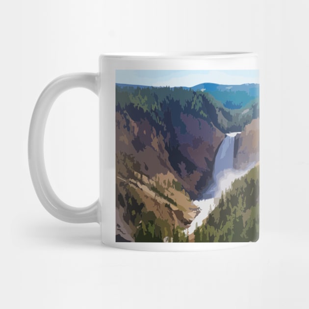 Yellowstone Waterfall Painting by gktb